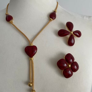 Yves Saint Laurent Jewerly Set Earrings Necklace Brooch and Pendant image 4