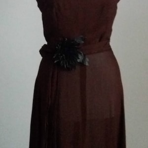 Vintage 1930s sheer dress | 30s cocoa brown dress | 1930s dress