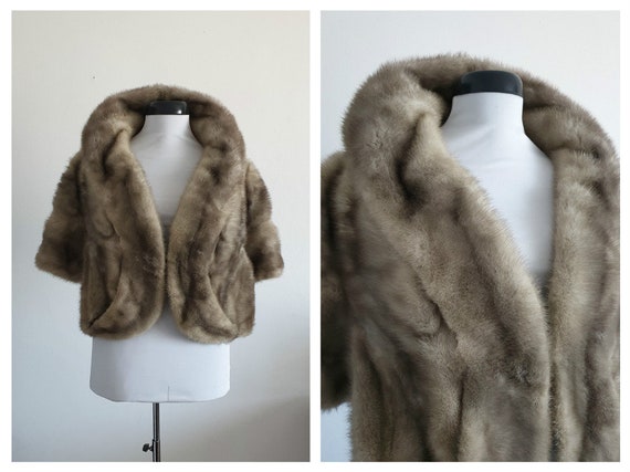 Vintage 1950s mink stole | 50s grey mink stole | 1