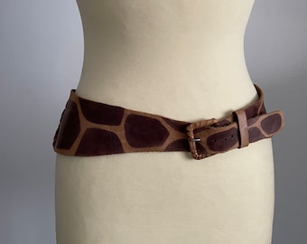 Vintage Chicos Brown Leather African Safari Animal Belt - Etsy display picture 3