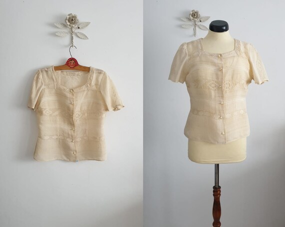 1930s Borangic Blouse | Vintage 30s Raw Silk Blouse | Traditional 