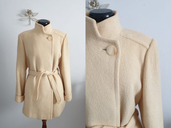 1960s wool coat | vintage 60s white wool coat