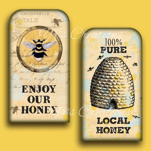PRINTABLE HONEY LABELS Bee Tags for Jars, Beekeeper Gift Cards. Digital Collage Sheet for Junk ...
