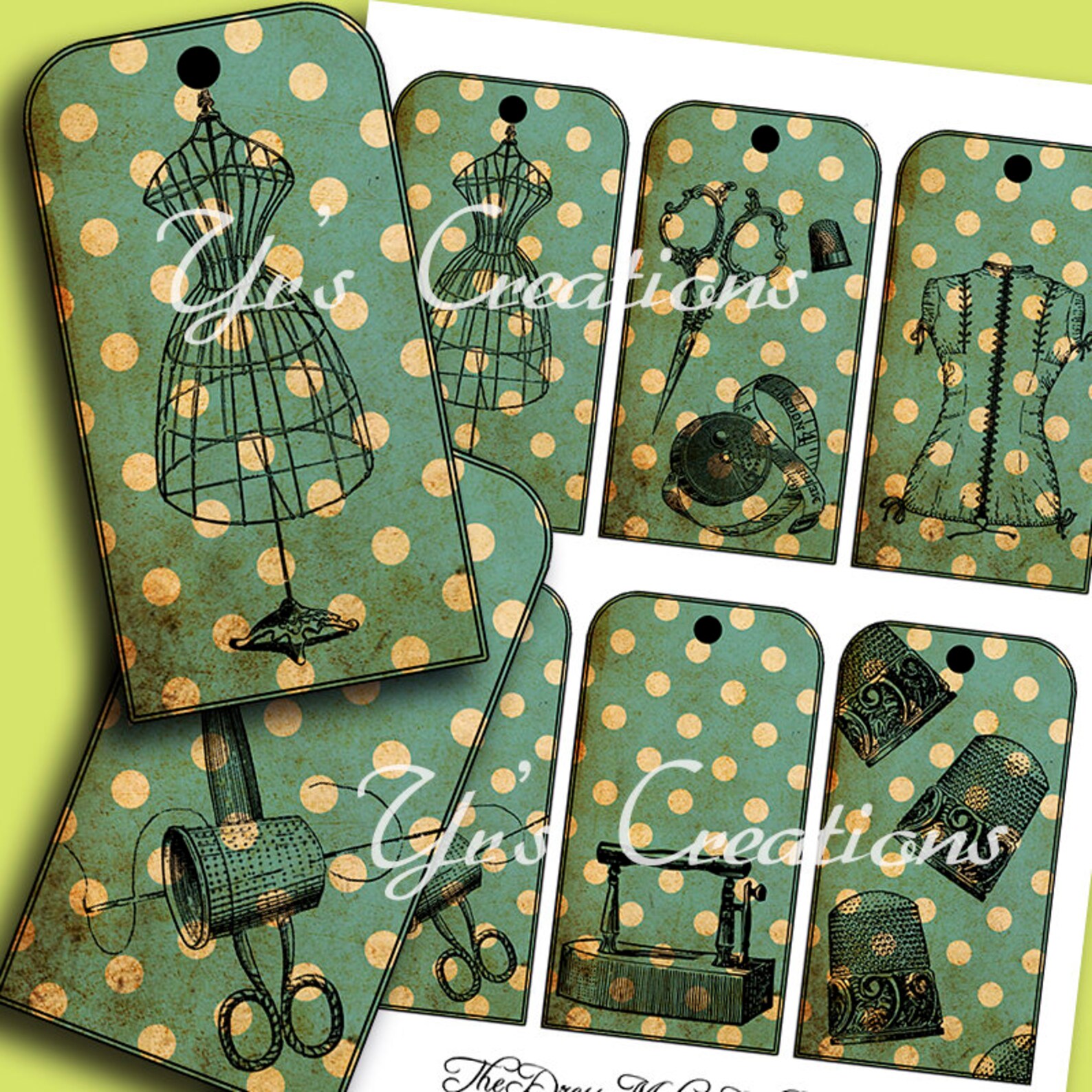 DRESSMAKER GIFT TAGS Digital Collage Sheet With 6 Vintage Etsy