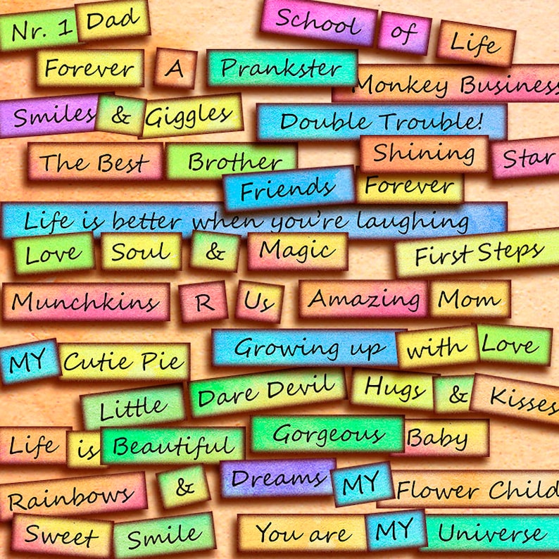 DIGITAL Collage Sheet HAPPY FAMILY Words &amp; Phrases | Etsy