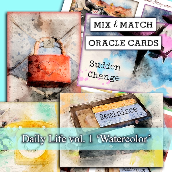 PRINTABLE ORACLE CARDS Daily Life Theme, Mix n Match and Create your Oracle Deck, Intuition Cards or use for Art, Digital Instant Download