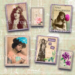 FAUX STAMPS PRINTABLE, Ephemera Pack, Digital Collage Sheet, Scrapbook ...