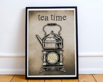 TEA WALL ART - Tea Time - Instant Download - Kitchen Wall Art - Printable Wall Art - Tea Poster