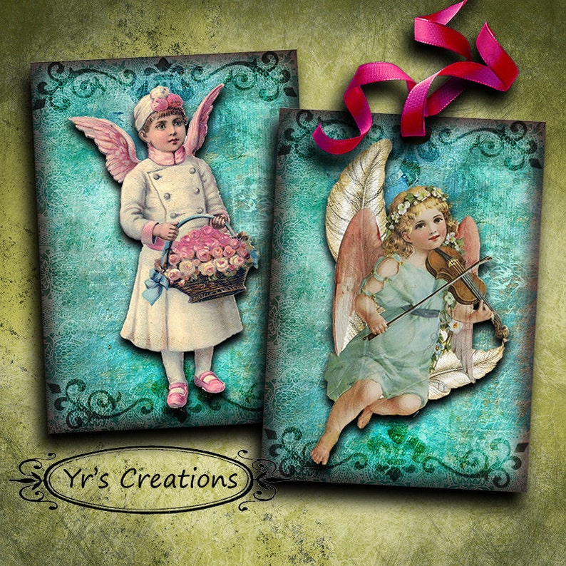 ANGEL CARDS Printable Cards Digital Collage Sheet Etsy