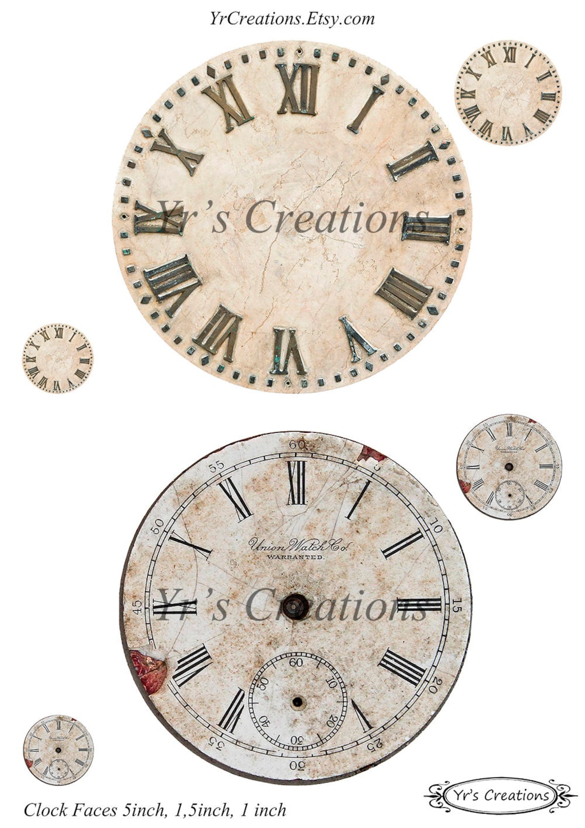 Antique Clock Faces Printable Circle Images Vintage Clock Etsy