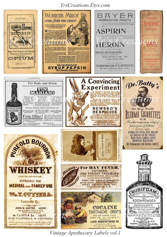 Vintage Apothecary Labels With Dogs