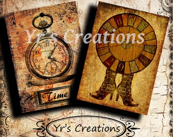 Steampunk ATC cards, Vintage Images on Printable Digital Paper for junk journals and collage or decoupage arts.