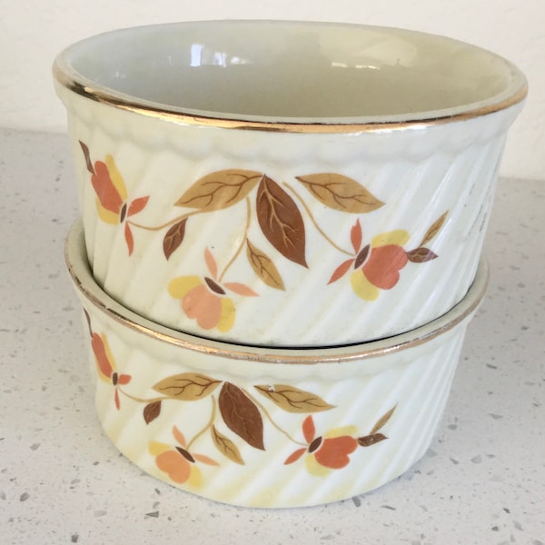 Hall China Autumn Leaf Pattern by Mary Dunbar.Fluted Ramekins “Mint”