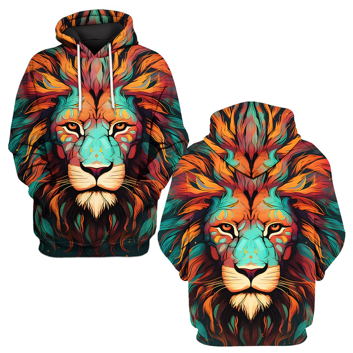 Discover All Over Print Lion Hoodie For Men Women, Men's Novelty Hoodie, 3d Print Hoodies Lion, Lion Pullover Sweatshirts For Men