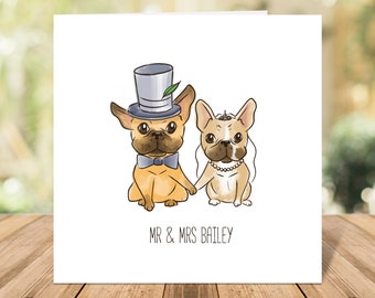 PERSONALISED French Bulldog Wedding Card