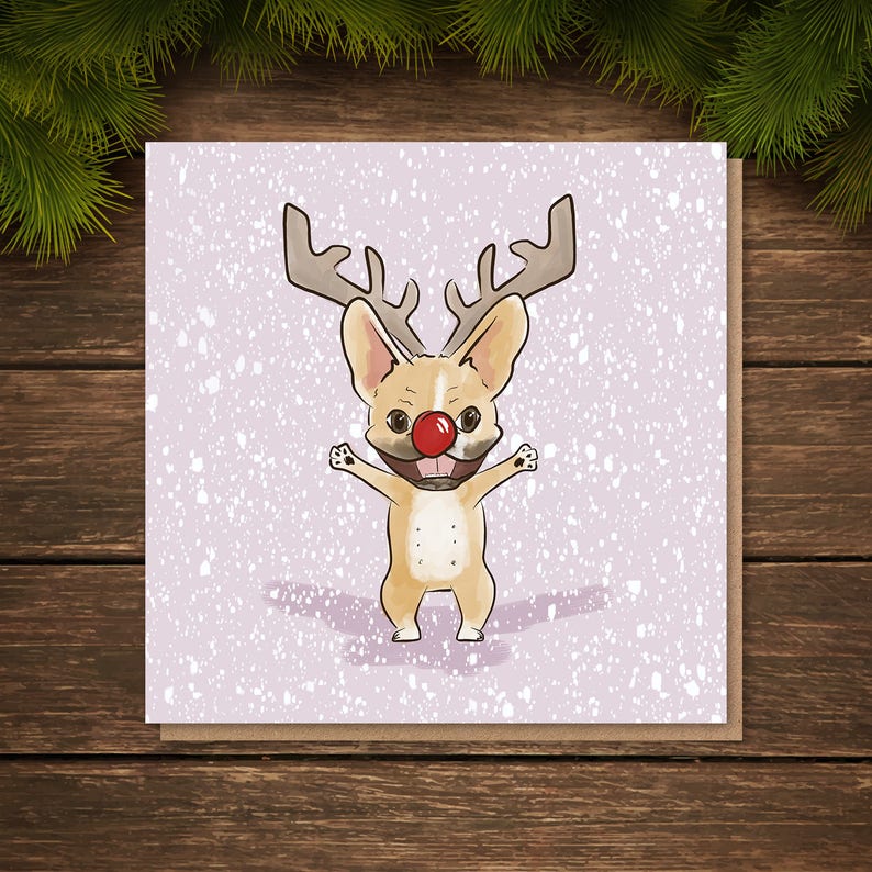 French Bulldog Christmas Cards Pack of 4 Christmas Cards | Etsy