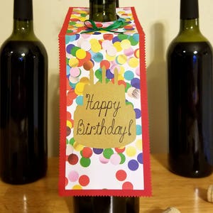 Handmade Wine Bottle Tag Gift Tag Happy Birthday image 1