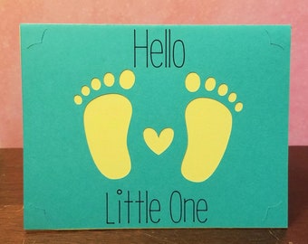 Handmade Card - Card for Newborn - Gender Neutral Baby Card - Card for Baby Shower - A2 - with Envelope