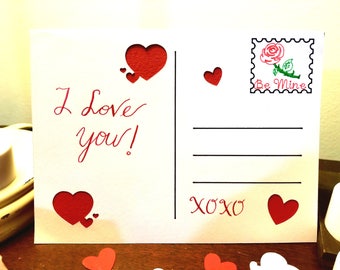 Handmade Card - Calligraphy Postcard Card - Valentine's Day Card - Postcard Design - A6 - with Envelope