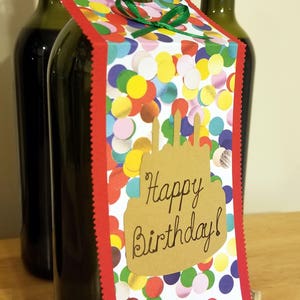 Handmade Wine Bottle Tag Gift Tag Happy Birthday image 2