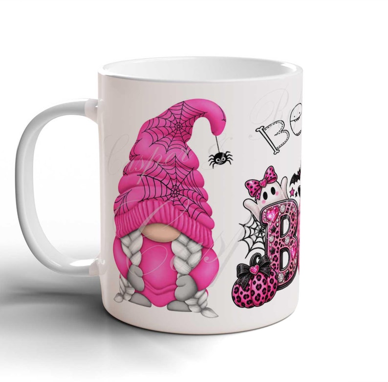Halloween Gonk Mug Wrap Pink Pumpkin Spooky Boo Design (digital ...