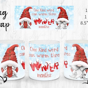 Winter Christmas Gnome Mug Press Wrap, 11oz 15oz Gonk Sublimation, Mug Wrap png jpg, Christmas Gonk Gnome Xmas