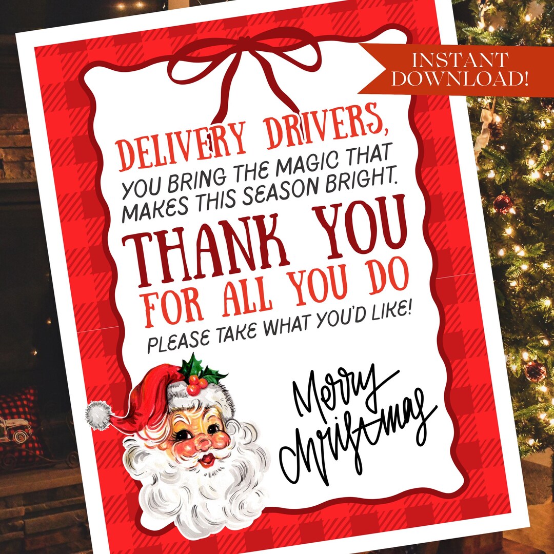 Delivery Driver Thank You Sign Printable | Amazon, UPS, Fedex, USPS ...