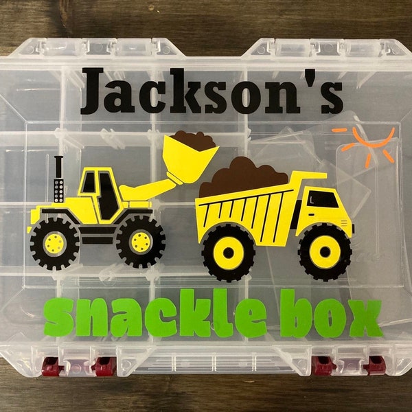 Personalized Snackle Box, Tractor & Dump Truck Snackle Box, Charcuterie on the go