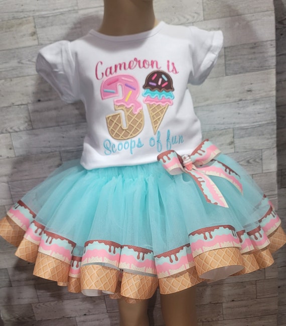 3rd birthday tutu dress Third Icecream Outfit, 3rdBirthday Tutu Outfit, Birthday Outfit For Girls Three Scoop of Fun Outfit Little Mermaid 3rd Birthday sm Marigold Ruffle Halter Mini Color:LT LAVENDER