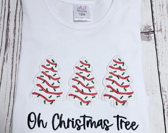 Christmas Embroidered T-shirt, Kids T-shirt, Toddler T-shirt Christmas Tree shirt, Girls Shirt