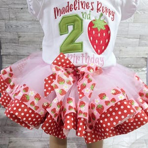 First Strawberry Birthday Tutu Outfit, Berry 1st Birthday Shirt, Tutu Skirt  For Girls/ Strawberry Tutu Outfit