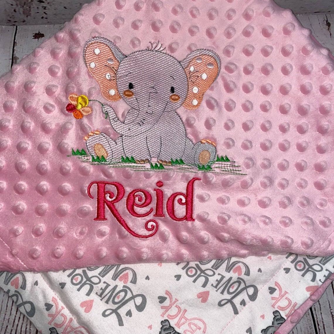 Personalized Baby Blanket Elephant Baby Blanket Minky Baby Etsy UK