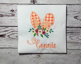 Bunny Kids Tshirt/ Easter Bunny Shirt, Bunny Shirt, kids Bunny Shirt, Kids Easter Shirt, Floral Bunny Easter Top