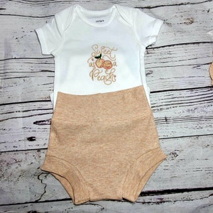 Sweet as a Peach Bummie Outfit/ Bummie Outfit, 2pc Bummie Outfit, Kids Bummie Set, High Waisted Bummie Outfit, Kids Bummies