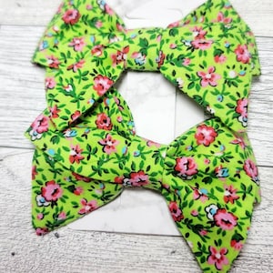 Hair Bows, Cotton Hair Bow, Wild Flower hair bow, Girls Hair Bows, Toddler Girls Hair Bow,  Flower Hairbow Set Of Two Hairbow