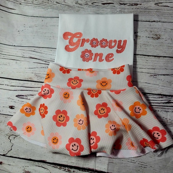 Groovy One Outfit/Skirted Bummie, Bummies Kids Outfit, Skirted Bloomer, Groovy Kids Bummies, Girls' Bummie Outfit, Kids  Groovy One Outfit