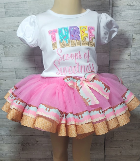3rd birthday tutu dress Third Icecream Outfit, 3rdBirthday Tutu Outfit, Birthday Outfit For Girls Three Scoop of Sweetness Outfit Little Mermaid 3rd Birthday sm Marigold Ruffle Halter Mini Color:LT LAVENDER