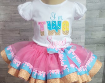 Two Sweet Icecream Birthday Tutu Outfit, 2nd Birthday Tutu Outfit, Birthday Outfit For Girls