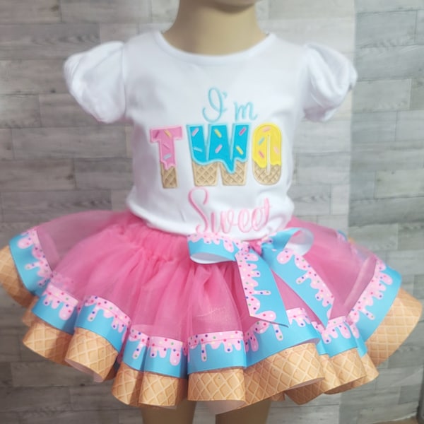 Two Sweet Icecream Birthday Tutu Outfit, 2nd Birthday Tutu Outfit, Birthday Outfit For Girls