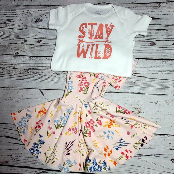 Stay Wild Outfit/ Bell Bottom, Leggings Kids Outfit, Bell Bottoms