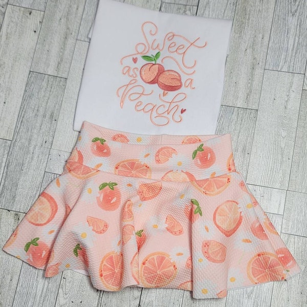 Sweet as a Peach Outfit/Skirted Bummie, Bummies Kids Outfit, Skirted Bloomer,  Bummies, Girls' Bummie Outfit, Kids. Peach Kids Outfit.