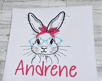 Bunny shirt, Kids bunny shirt, embroidered easter bunny shirt, Kids easter bunny shirt