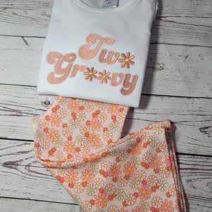 Two Groovy Outfit/ Bell Bottom, Leggings Kids Outfit, Bell Bottoms, groovy Outfit, Kids Bell bottom, Kids Two Groovy outfit