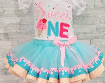 Sweet One Icecream Birthday Tutu Outfit, 1st Birthday Tutu Outfit, Birthday Outfit For Girls