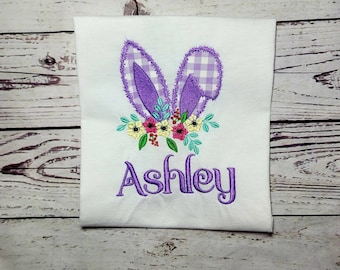 Bunny Kids Tshirt/ Easter Bunny Shirt, Bunny Shirt, kids Bunny Shirt, Kids Easter Shirt, Floral Bunny Easter Top