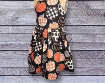 Fall Dress, Fall Pumpkin Dress, Girl Dress.