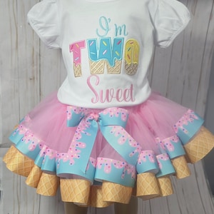 Two Sweet Icecream Birthday Tutu Outfit, 2nd Birthday Tutu Outfit, Birthday Outfit For Girls