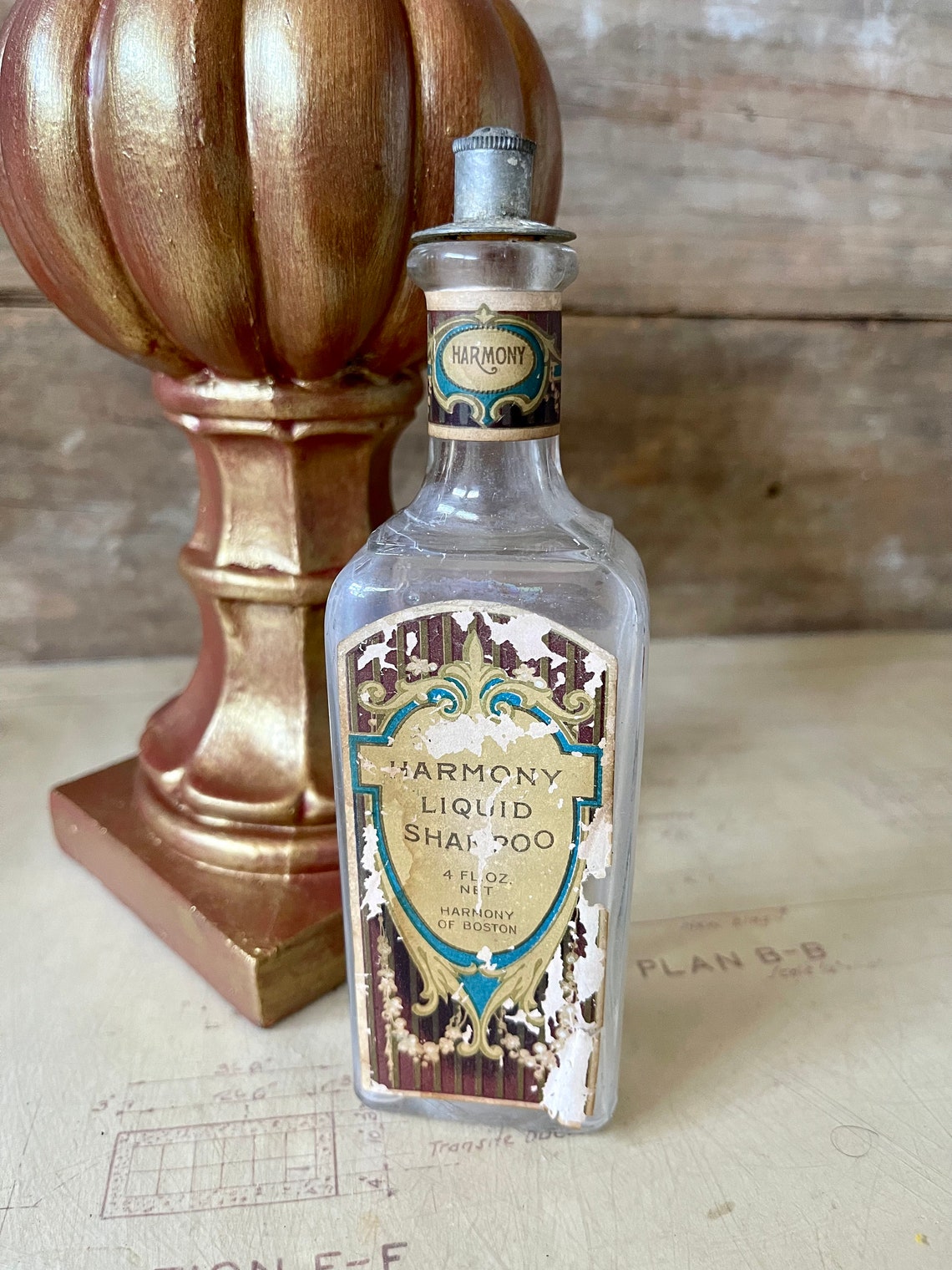 Antique Bottle with Metal Stopper Harmony Liquid Shampoo Etsy