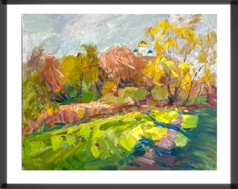 Ukrainian painting, Original Painting, Rural landscape, Autumn painting, Impressionist Art, Wall home Decor, Ukrainian art, art Gift