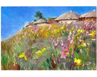 Ukrainische Kunst, original Landschaft, Bauernhaus Malerei, Bauernhaus Malerei, Landschaftsmalerei, impressionistische Kunst, Geschenk